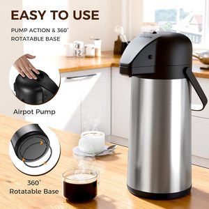 Termo de Acero Inoxidable Aislado de 102 oz con Bomba de 24 Horas, Jarra para Café, Dispensador de Cacao, Botella de Vacío para Bebidas Calientes, Ideal para Fiestas y Campamentos - Product Image 5