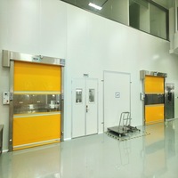 Porte à enroulement rapide en PVC, isolation acoustique, design industriel, emballage en caisse en bois, ouverture automatique haut/bas, garantie 3 ans
