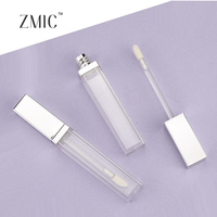 Tubes de gloss à lèvres transparents de 8 ml, tubes carrés vides pour gloss à lèvres en or et argent, tube de rouge à lèvres liquide en plastique avec logo personnalisé et pinceau souple