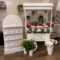 LEDA Chariot à bonbons floral blanc personnalisé en gros, prix d'usine, décoration florale, chariot à sucreries pour mariage, événement, restauration
