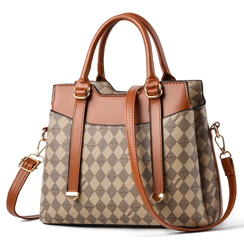 En popüler moda tasarım kadın kontrast renk bayanlar el çantaları Pu deri çanta