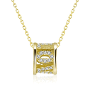 Collana con Ciondolo Geometrico Placcato Oro con Zirconia Cubica, Catena a Maglia Quadrata Unisex, Classica per Uso Quotidiano - Product Image 1