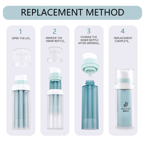 Botella sin aire de doble capa de 30ml y 50ml, botellas cosméticas recargables de resorte TPE de plástico ecológico, botella de crema para mascotas PP sin mí - Product Image 6