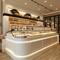 Mostrador de Exhibición M2 de Diseño Moderno en Beige para Tienda de Alimentos, Vitrina de Vidrio, Mostrador para Dulces, Mostrador para Panadería