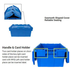 صندوق بلاستيكي قابل للتكديس صندوق بلاستيكي متداخل حاوية تخزين بلاستيكية مزودة بغطاء - Product Image 2