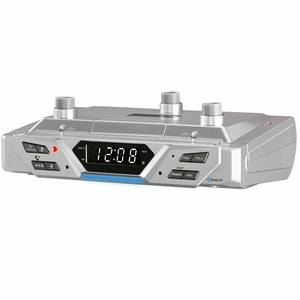 Altavoz Bluetooth para debajo del gabinete con 4 luces LED de trabajo, altavoz manos libres, altavoz de 2W×2, adaptador de CA, 2.3x6.1x9.7 pulgadas - Product Image 1