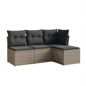 Modular Grey PE Rattan Garden <b>Sofa</b> <b>Set</b> Waterproof Cushions Outdoor Furniture Contemporary Design - Product Image 1