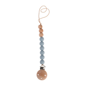 Attache sécurisée pour poussette et sac à couches sans BPA, en bois de hêtre naturel et silicone, support de dentition, perle, attache-tétine pour bébé - Product Image 5