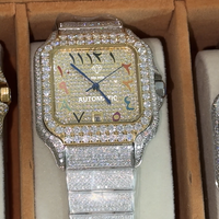 Montre de haute qualité en moissanite de qualité E VVS1, étanche, avec cristal saphir, cadran de 40 mm, montre sertie de diamants