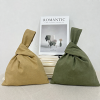 Pochette à main rétro orientale en coton et lin avec nœud, logo brodé personnalisé, pour monnaie, maquillage et rangement