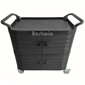 Bestwin Plastic Restaurant Food Service Trolley Hotel Room 3 Layer Service Trolley Cart