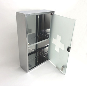 Boîte à médicaments murale à deux niveaux en acier inoxydable, trousse de premiers soins d'urgence, boîte médicale, rangement, armoire à médicaments - Product Image 3