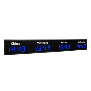 CHEETIE CP034 Different City Names LED World Time Clock 2.3 Inch Digital Multi Time Zone Wall Clock