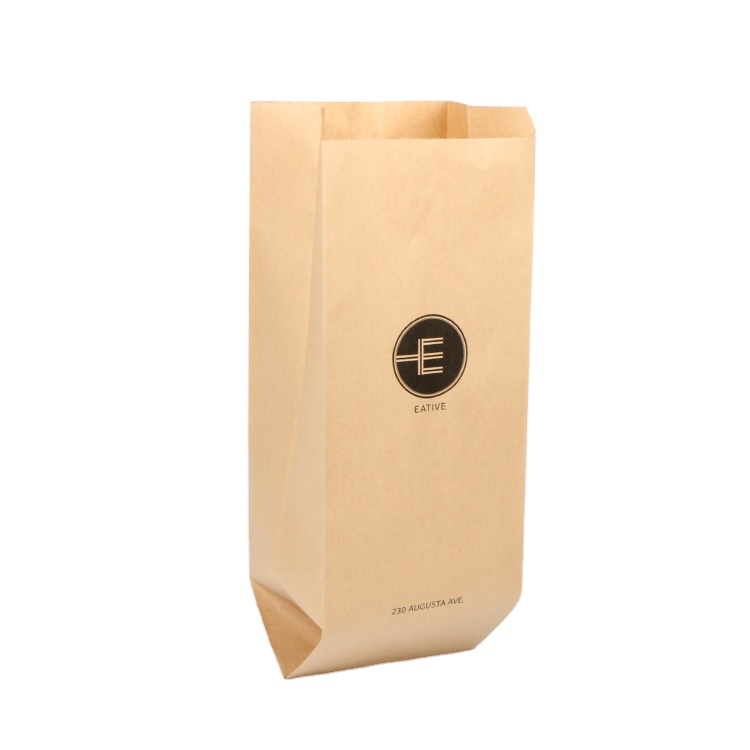 Bread Bag Kraft Greaseproof Donuts Sandwich Bread Packaging Paper Bag Custom Logo Printed Paper Fast Food Grade Brown Disposable