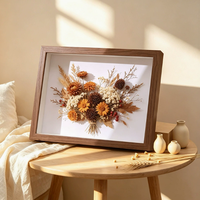 Cadre photo personnalisé 4x6 en bois à suspendre au mur, fleurs séchées, spécimen de papillon, fait main, DIY, pour table