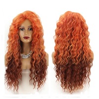 Perruque synthétique longue et bouclée, style célébrité, ondulée effet mouillé, fabriquée à la machine, pour femme, tendance européenne et américaine, en promotion