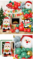 Kit d'arche de ballons de Noël festifs, ensemble de ballons en latex et en aluminium avec chaîne de ballons et colle pour la décoration de centres commerciaux, de maisons et de fêtes.