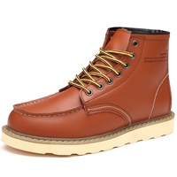 Bottes décontractées pour hommes, style britannique, tendance, hiver, hauteur mi-haute, en cuir véritable, à lacets