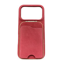 Casing Magnetik Chic Grain dengan Kantong Kartu yang Dapat Dilepas, Cermin Terpasang & Pelindung Kamera Terangkat untuk iPhone 17 Pro Max