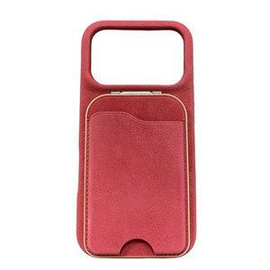 Étui magnétique chic à grain texturé avec porte-cartes amovible, miroir intégré et protection de caméra surélevée pour <span class=keywords><strong>iPhone</strong></span> 17 Pro Max - Product Image 1