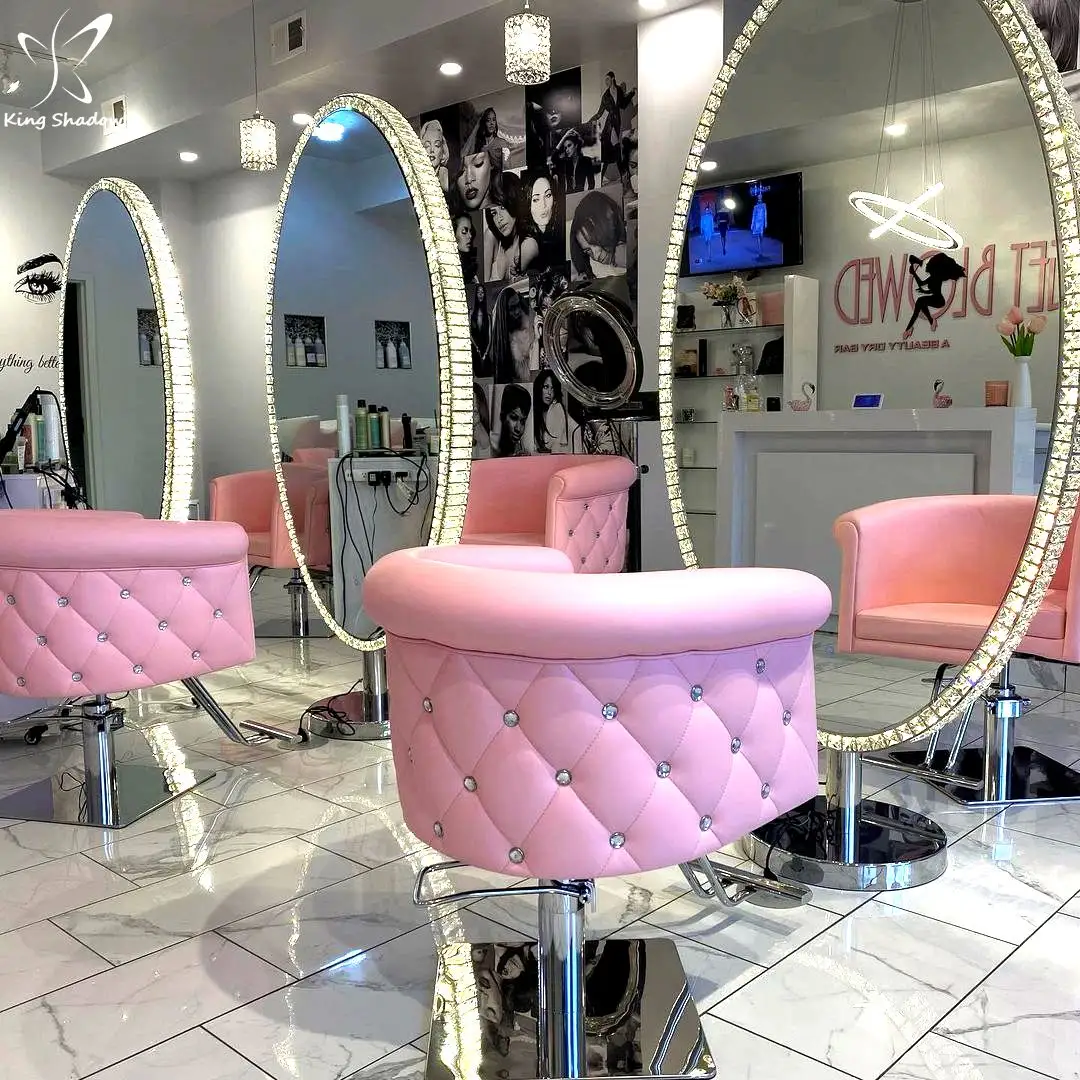 Nieuwe Mode Big Size Salon Spiegel Aangepaste Led Licht Styling Station Schoonheid Spiegel Kapper Meubels