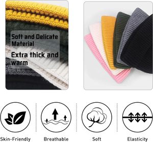 Bonnet court en tricot de haute qualité avec logo personnalisé, chaud pour l'hiver, style pêcheur, bonnets et casquettes - Product Image 2