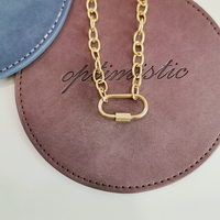Collier en acier inoxydable PVD doré avec chaîne épaisse, fermoir mousqueton à vis, pendentif disque personnalisable avec pierre de naissance, bijou DIY pour femme, cadeau
