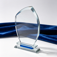 Offre Spéciale – Plaque en Verre Cristal Bleu, Trophée en Verre, Récompenses en Cristal – Logo Personnalisable, Vente en Gros à Prix Abordable