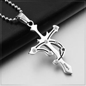 Colliers de mode vintage en acier inoxydable de luxe, étanches, avec signes du <span class=keywords><strong>zodiaque</strong></span> et croix, pour femmes et hommes - Product Image 3