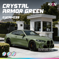 KUCAI 1.52*17m Film Vinyle Vert Premium Effet Brillant Véritable avec Protection Cristalline en Plastique pour Vente