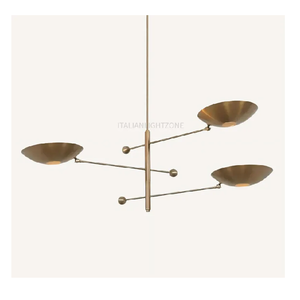 Lustre moderne élégant de style mid-century en laiton, 3 lumières, suspension Sputnik, lampe de plafond artisanale pour la décoration intérieure - Product Image 1