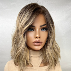 Cheveux européens ombrés blonds avec racine cendrée Doublure en soie sans couture naturelle et réaliste Lace Top Perruque juive pour femmes - Product Image 1