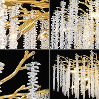 Lustre en cristal personnalisé en forme d'arbre décorations de lustre de salon lumières