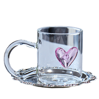 Nouvelle tasse à boisson portable de 301-400 ml au design classique personnalisé, résistante au lave-vaisselle, avec poignée, pour la maison, pour le lait, l'eau, en verre, avec décor en forme de cœur