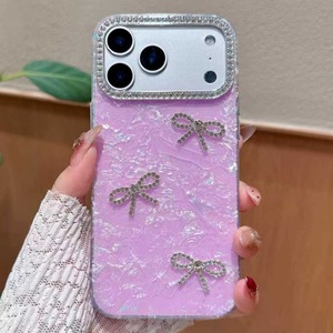 Coque de téléphone portable de luxe en marbre avec nœud papillon et diamants pour iPhone 11 12 15 16 17 Air, pour filles, coque arrière IMD, vente en gros d'usine - Product Image 6