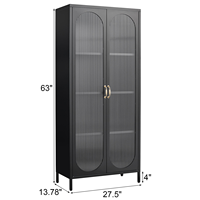 Rangements en acier Placard Buffets 2 portes battantes en verre Style américain Jouets Présentoir à vin Cuisine Armoire sur pied Casier