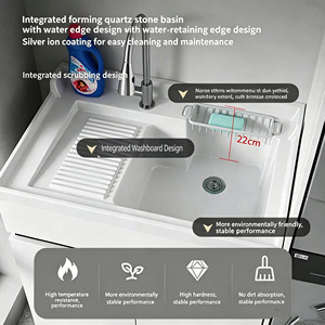 Mueble de aluminio tipo panal todo en uno para lavadora y secadora, mueble combinado para lavadora de balcón con lavabo. - Product Image 4
