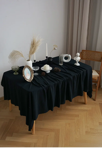 Nappe <span class=keywords><strong>de</strong></span> <span class=keywords><strong>table</strong></span> <span class=keywords><strong>de</strong></span> dessert rétro japonaise noire et blanche unie, toile <span class=keywords><strong>de</strong></span> fond pour photographie <span class=keywords><strong>de</strong></span> fête d'anniversaire CN - Product Image 5