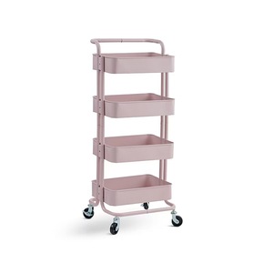 Chariot de <span class=keywords><strong>cuisine</strong></span> en métal à 4 niveaux, robuste et <span class=keywords><strong>moderne</strong></span>, avec roulettes, organisateur utilitaire, étagères de rangement mobiles - Product Image 3