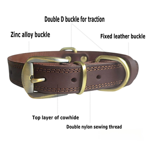 Collar para mascotas de cuero genuino de lujo al por mayor, elegante, clásico, sencillo, hecho a mano con característica separable, aleación suave para gatos y perros - Product Image 3