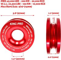 KING-PRO 45000 Lbs Aluminum Alloy Winch Snatch Recovery Ring ATV/UTV/SUV/Truck Off-Road Emergency Tool Soft Shackle Pulley