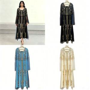 Robe Kaftan de Luxe Brodé de Paillettes Florales Personnalisée OEM ODM, Abaya Modeste Musulmane pour Mariage, Fournisseur en Gros - Product Image 5