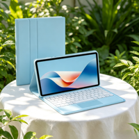 Étui clavier détachable bleu avec pavé tactile pour iPad 10.9 2022, housse en cuir PU avec support pour stylet
