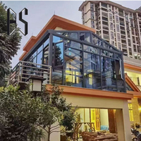 Cadre en aluminium Sunroom Glass House Tiny Garden Terrace Dome House Pare-soleil électrique pour villas 4 saisons Sunrooms