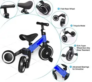 Tricycle d'équilibre à trois roues pour enfant, 3 en 1, mini vélo pour bébé