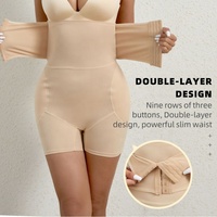 Shorty gainant taille haute avec crochets ajustables, contrôle du ventre et rembourrage rehausseur de fesses pour femme