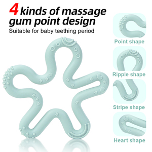 Đa kết cấu dễ dàng Grip BPA free 50 ° bạch kim mềm thạch như san hô <span class=keywords><strong>Silicone</strong></span> Teether cho mọc răng cứu trợ - Product Image 4