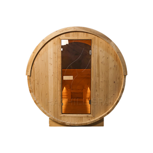 Ventanas de tramo superior de madera maciza para <span class=keywords><strong>sauna</strong></span> exterior tipo barril, con diseño de ventana trasera de media <span class=keywords><strong>luna</strong></span> de abeto finlandés, para uso en jardín. - Product Image 1