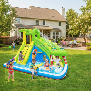 Toboggan aquatique gonflable personnalisé le plus vendu, toboggan aquatique familial extérieur avec château gonflable et piscine, adapté aux enfants - Product Image 1