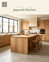 Meubles de cuisine Japandi durables XINGRUO : finition écologique en placage de chêne, armoires fines de style Shaker pour maisons modernes et luxueuses